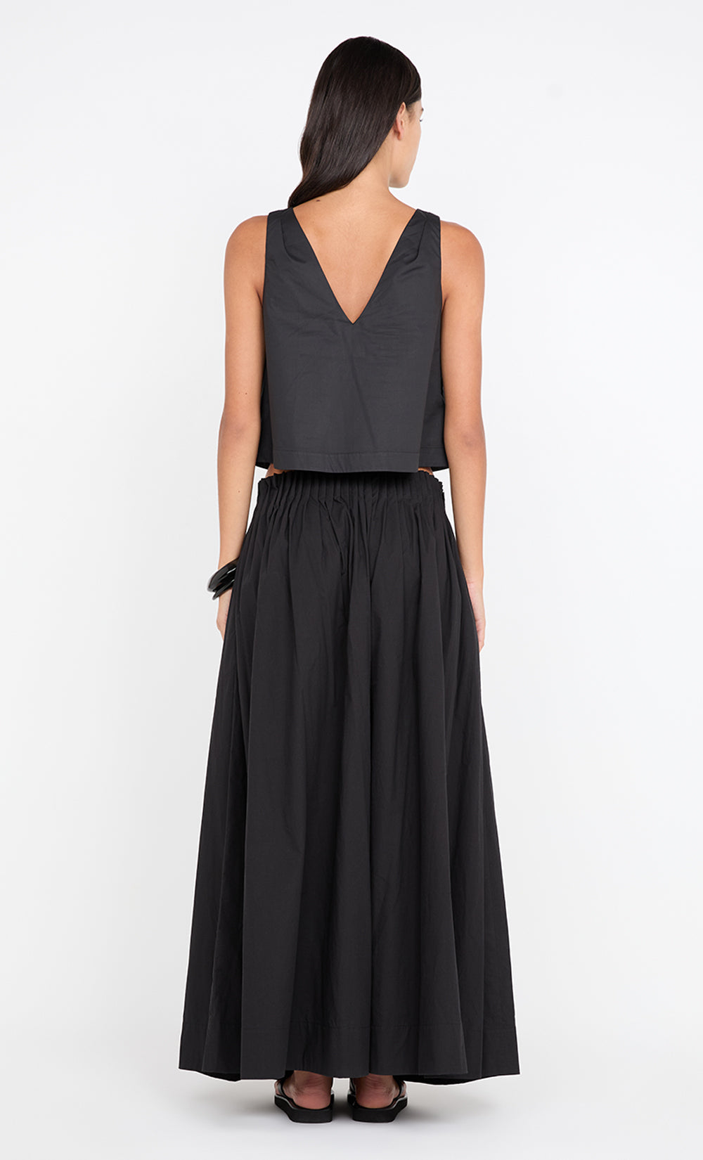 ALUCA PINTUCK MAXI SKIRT - BLACK