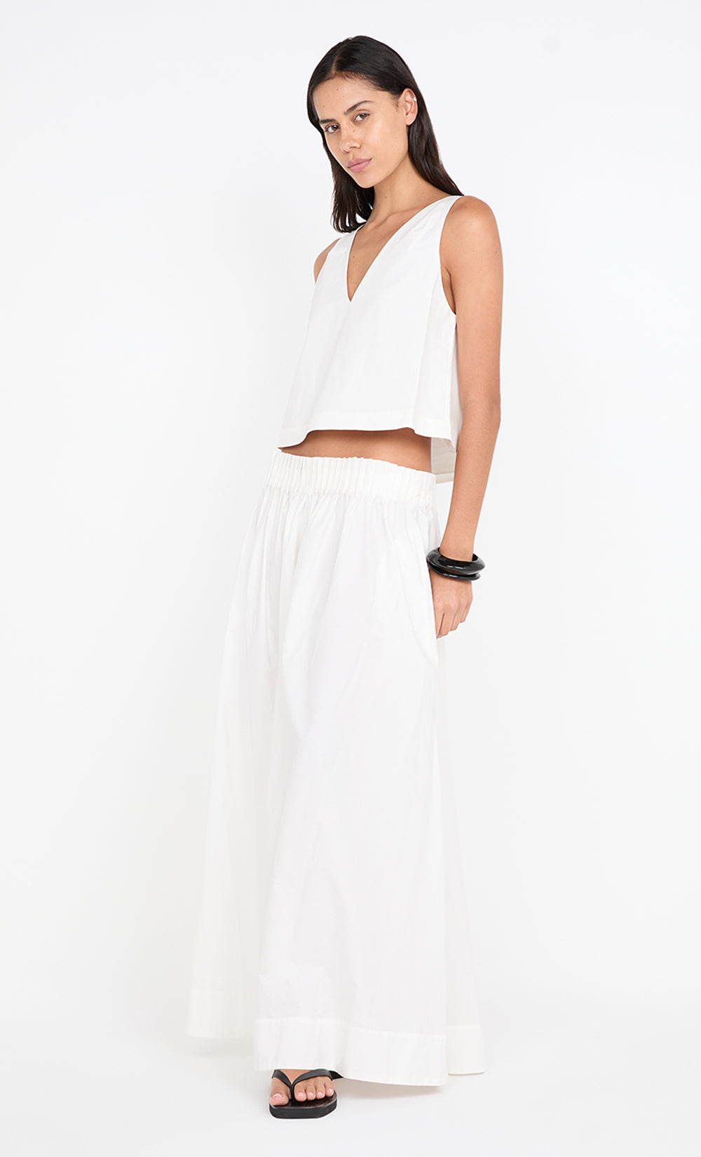ALUCA PINTUCK MAXI SKIRT - WHITE