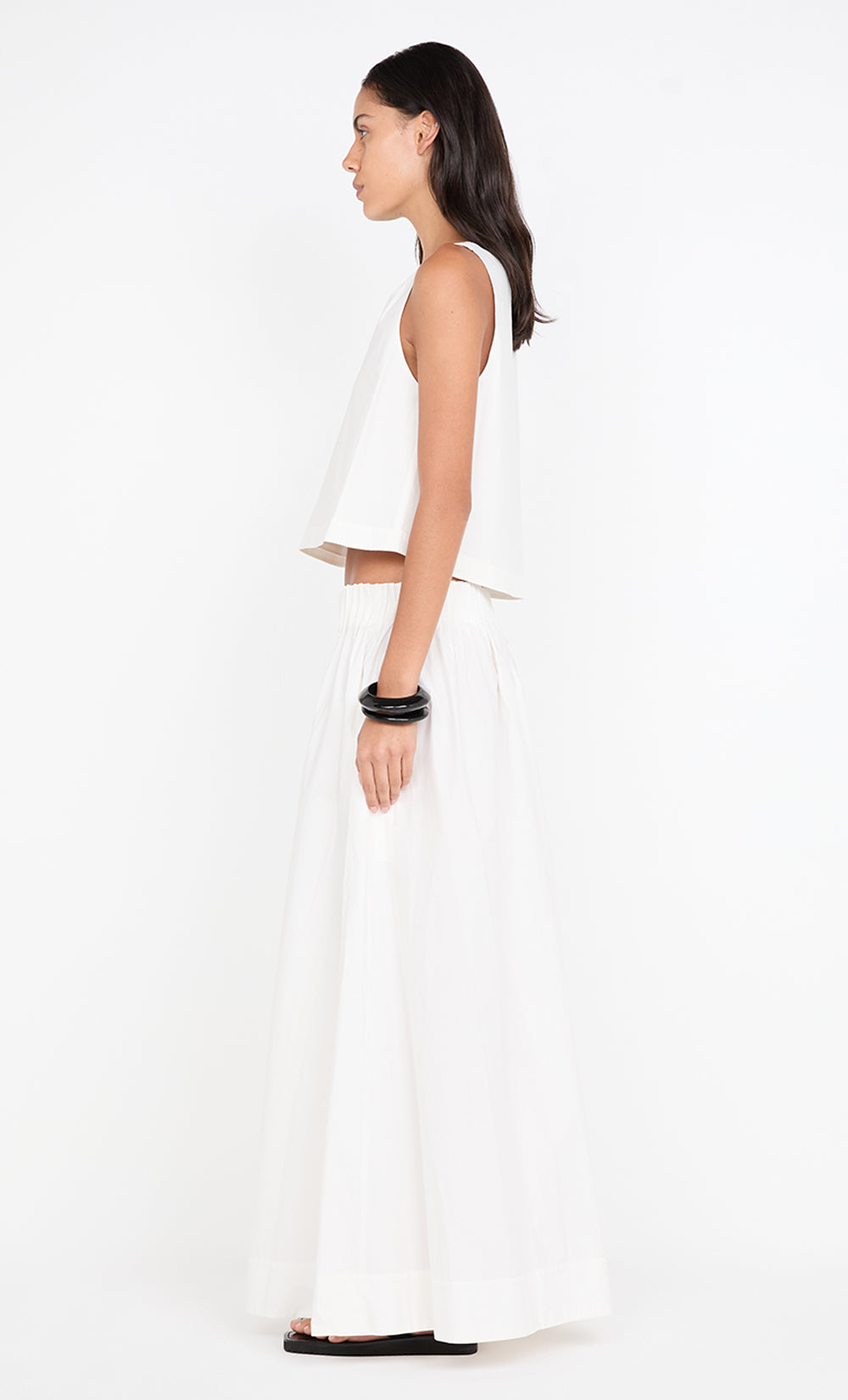 ALUCA PINTUCK MAXI SKIRT - WHITE