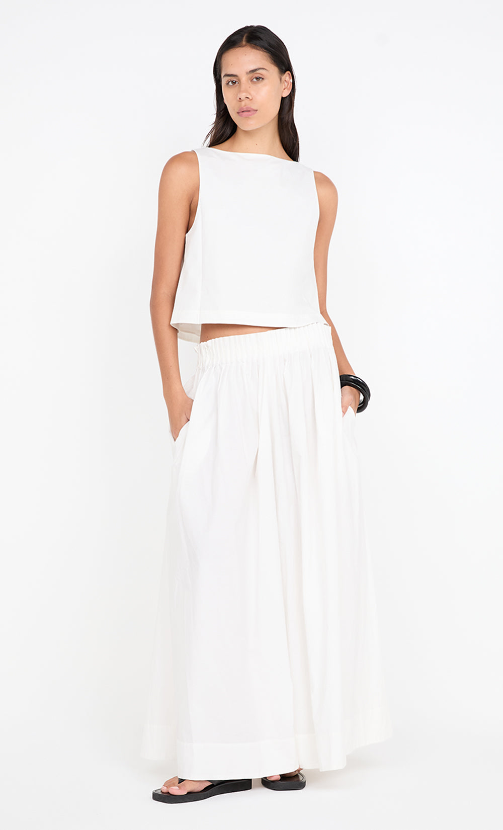 ALUCA PINTUCK MAXI SKIRT - WHITE