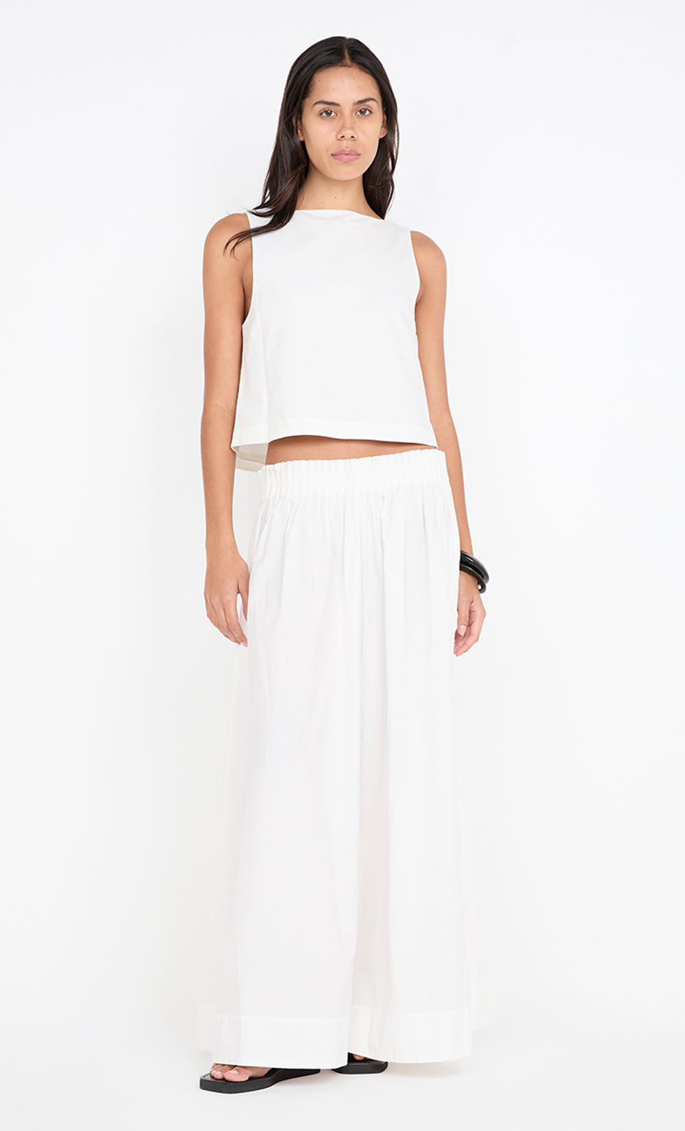 ALUCA PINTUCK MAXI SKIRT - WHITE