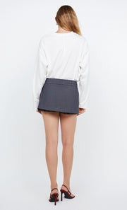 AUDE SKORT - CHARCOAL/RED PINSTRIPE