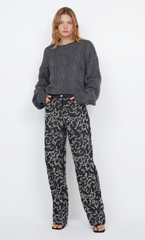 KINSLEY SEQUIN PANT - CHARCOAL SILVER