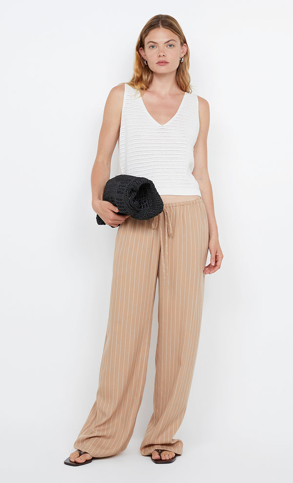 ALMERIA PANT - CAMEL STRIPE