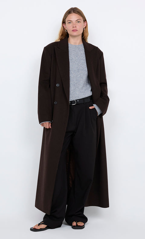 CELYN LONG COAT - DARK CHOCOLATE