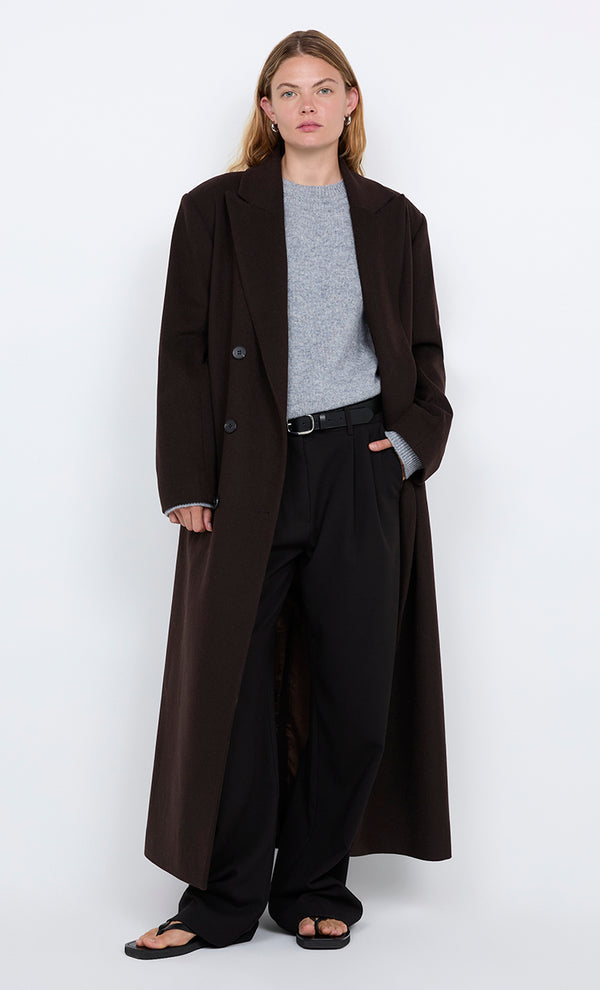 CELYN LONG COAT - DARK CHOCOLATE