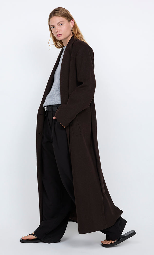 CELYN LONG COAT - DARK CHOCOLATE