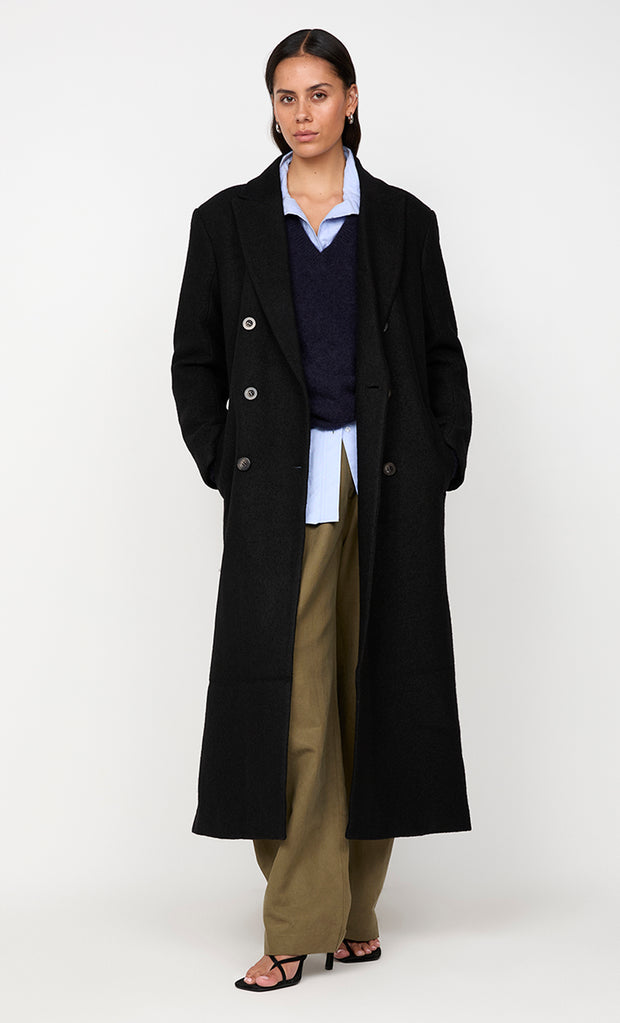 MINA SHORT BELTED COAT - BLACK