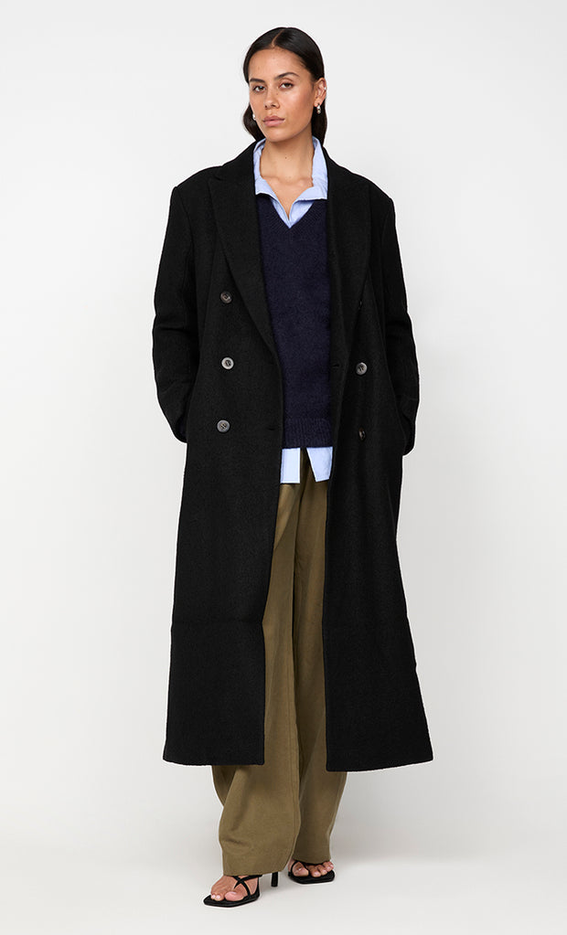 MINA SHORT BELTED COAT - BLACK