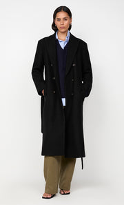 MINA SHORT BELTED COAT - BLACK