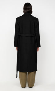 MINA SHORT BELTED COAT - BLACK