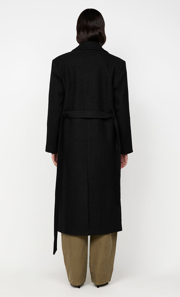 MINA SHORT BELTED COAT - BLACK