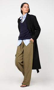 MINA SHORT BELTED COAT - BLACK