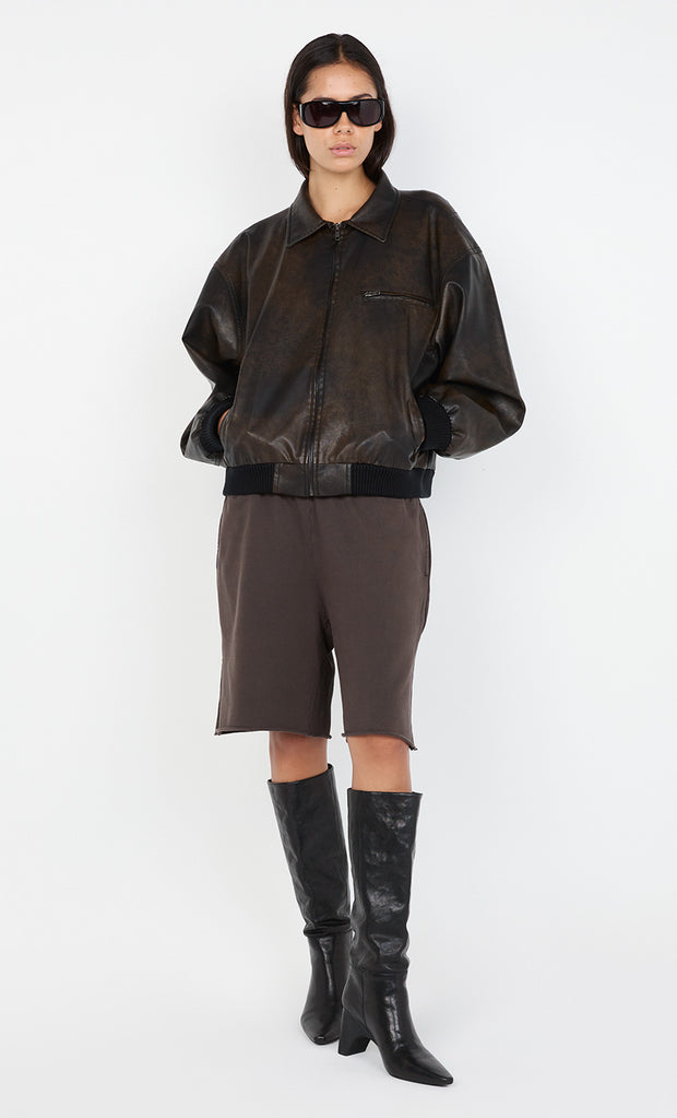 TYLA BOMBER JACKET - VINTAGE CHOCOLATE