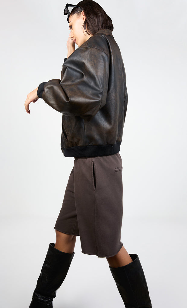 TYLA BOMBER JACKET - VINTAGE CHOCOLATE