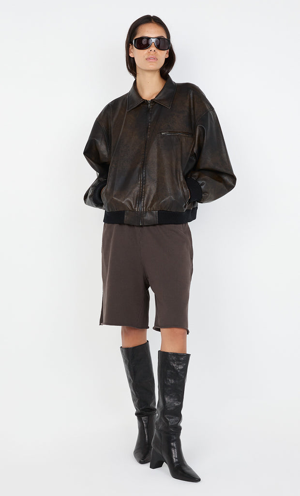 TYLA BOMBER JACKET - VINTAGE CHOCOLATE