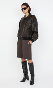 TYLA BOMBER JACKET - VINTAGE CHOCOLATE
