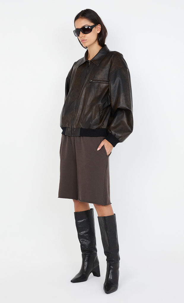 TYLA BOMBER JACKET - VINTAGE CHOCOLATE