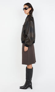 TYLA BOMBER JACKET - VINTAGE CHOCOLATE