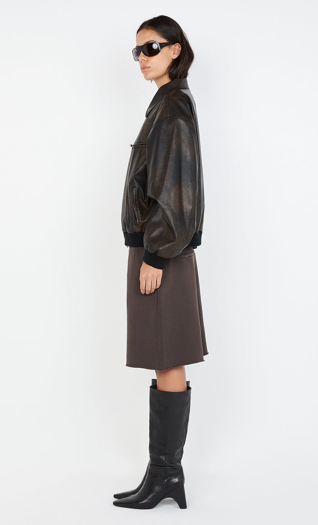 TYLA BOMBER JACKET - VINTAGE CHOCOLATE