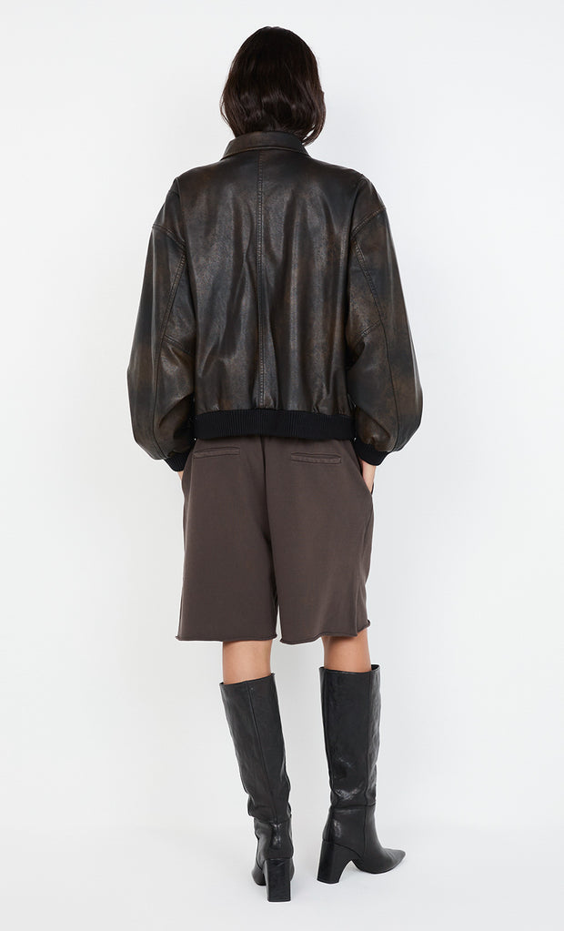 TYLA BOMBER JACKET - VINTAGE CHOCOLATE