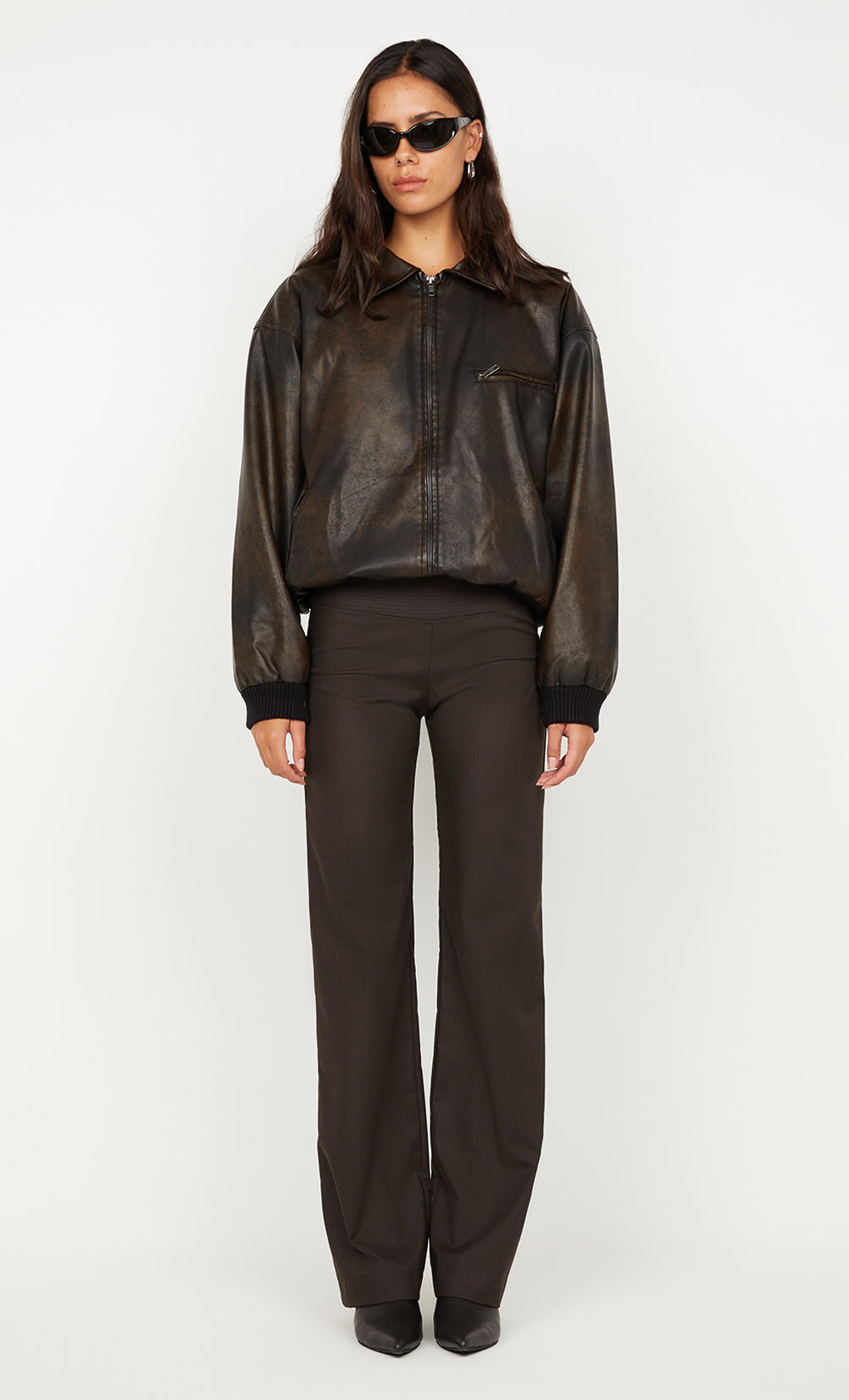 TYLA BOMBER JACKET - VINTAGE CHOC