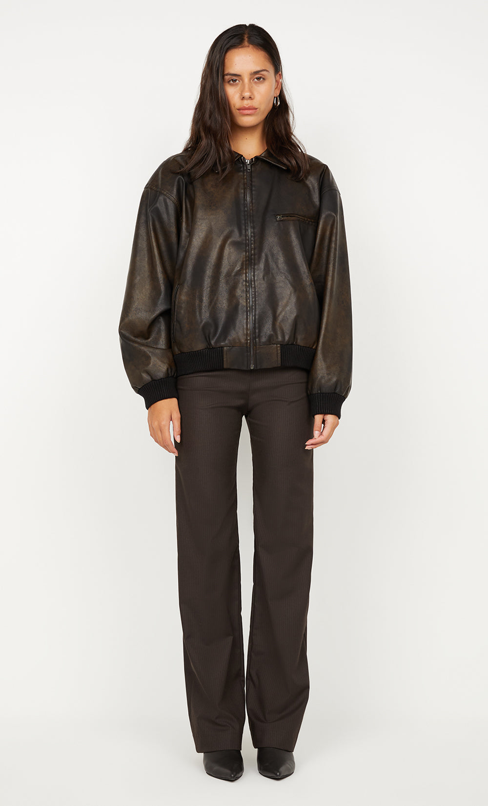 TYLA BOMBER JACKET - VINTAGE CHOC