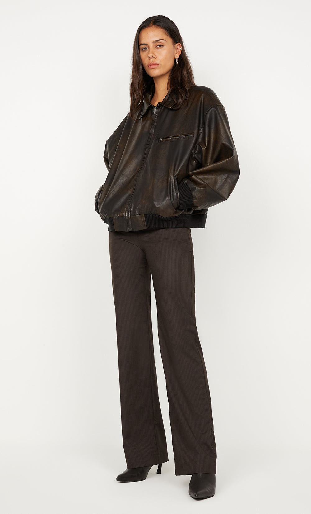 TYLA BOMBER JACKET - VINTAGE CHOC