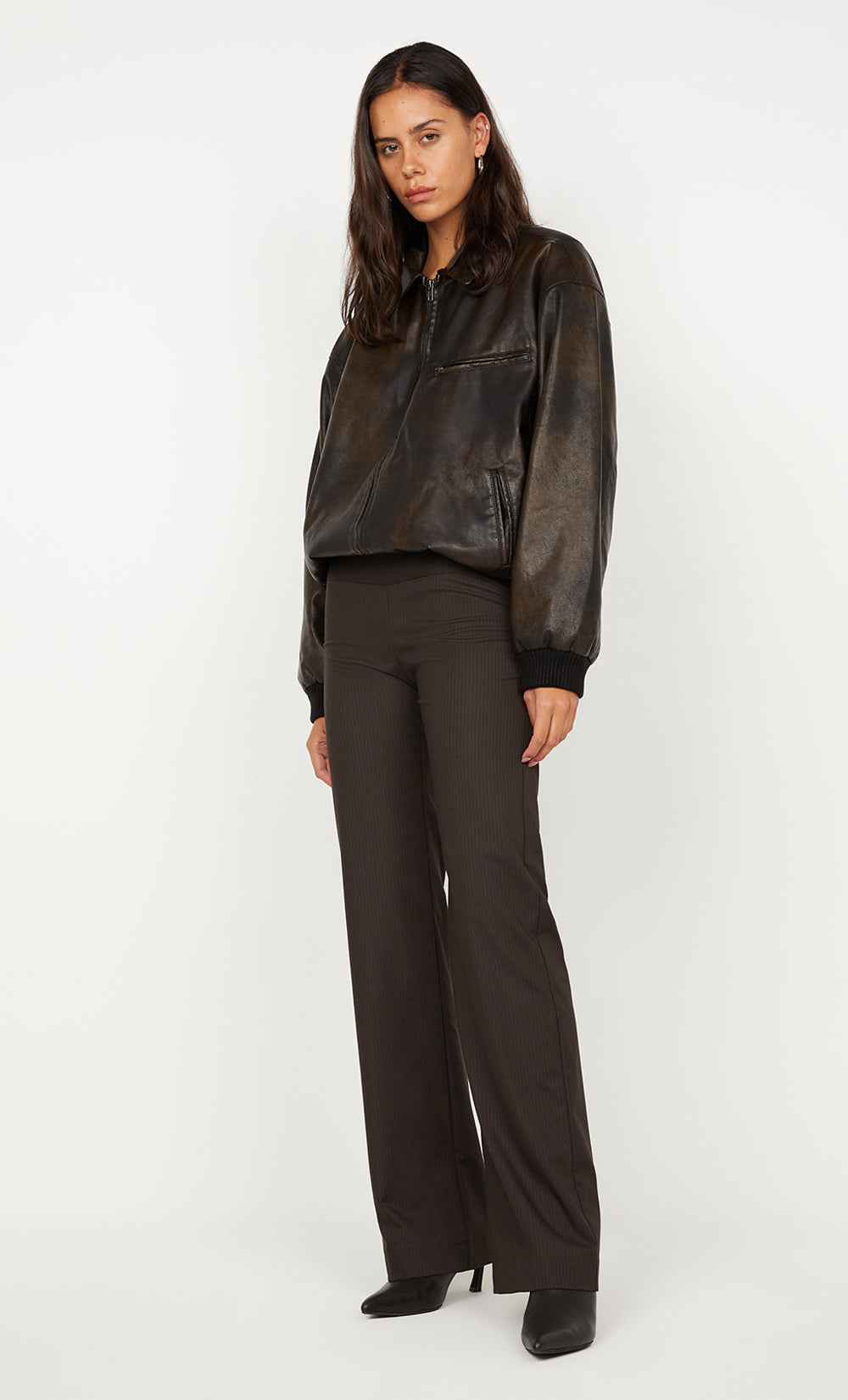 TYLA BOMBER JACKET - VINTAGE CHOC