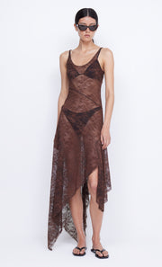 Adonia Asym Midi Dress in Chocolate Lace by Bec + Bridge