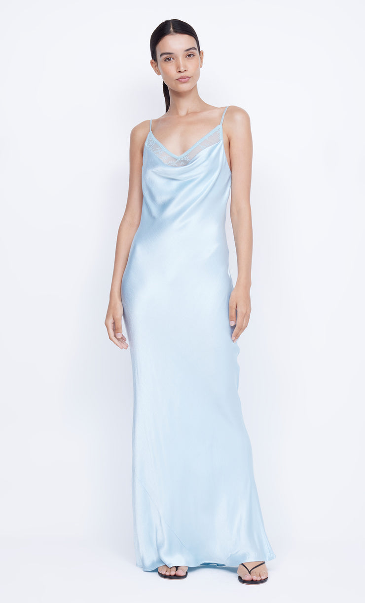 Arabella Backless Formal Dress in Dolphin Blue by Bec + Bridge