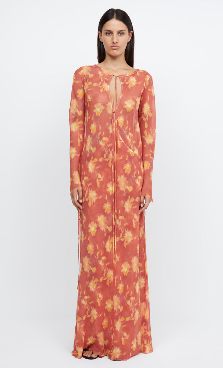 AZALEA WRAP LONG SLEEVE MAXI DRESS - LUMEN FLORAL