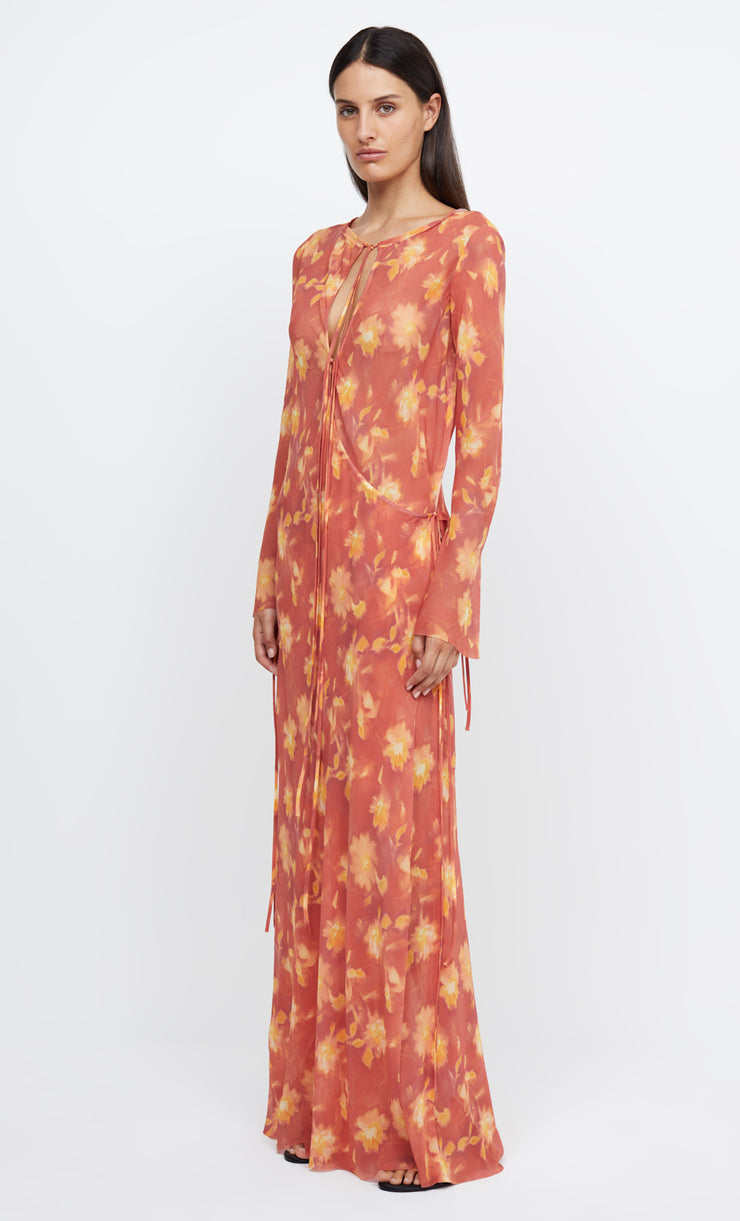 AZALEA WRAP LONG SLEEVE MAXI DRESS - LUMEN FLORAL