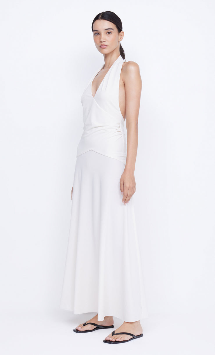 Blanche Halter Backless Maxi Dress in Ivory by Bec + Bridge