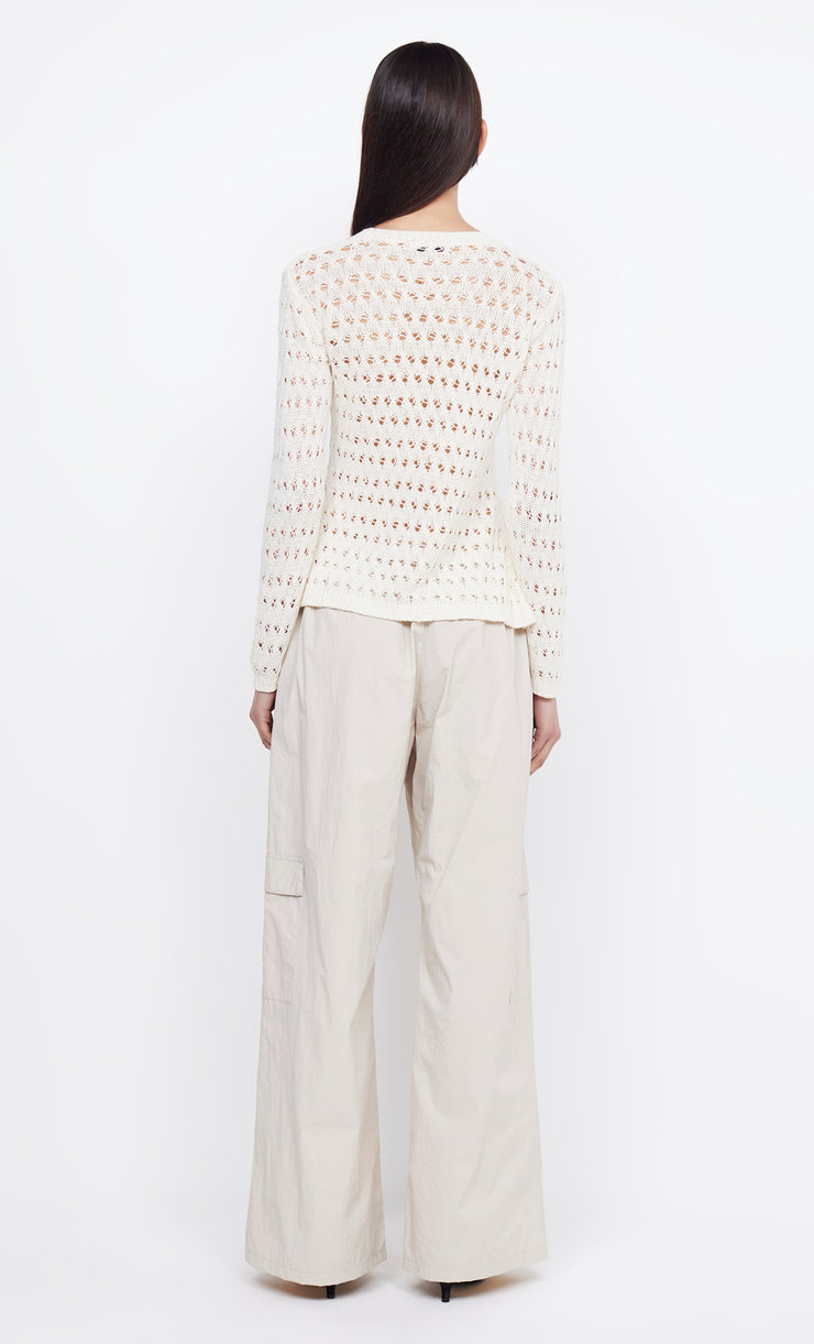 BROOKE LONG SLEEVE ASYM KNIT TOP - IVORY