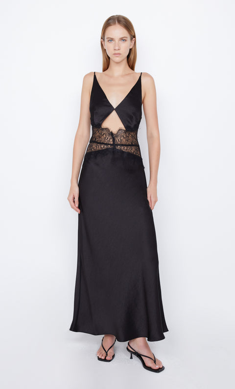 Camille Best Selling Black Lace Formal Dress V Neck in Black by Bec + Bridge