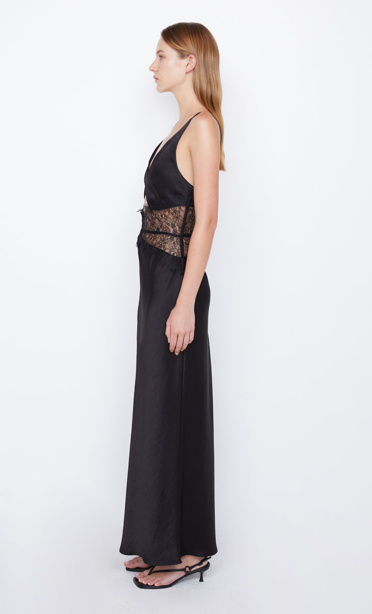 Camille Best Selling Black Lace Formal Dress V Neck in Black by Bec + Bridge