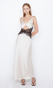 Camille Maxi Bridal Formal Dress in Sand and Black Lace by Bec + Bridge