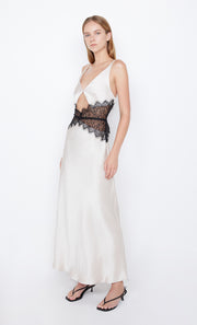 Camille Maxi Bridal Formal Dress in Sand and Black Lace by Bec + Bridge