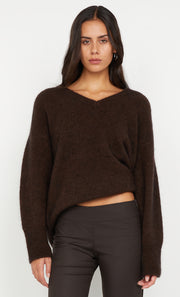 Campbell V Neck Jumper in Choc by Bec + Bridge