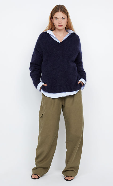Campbell V Neck Jumper in Ink by Bec + Bridge