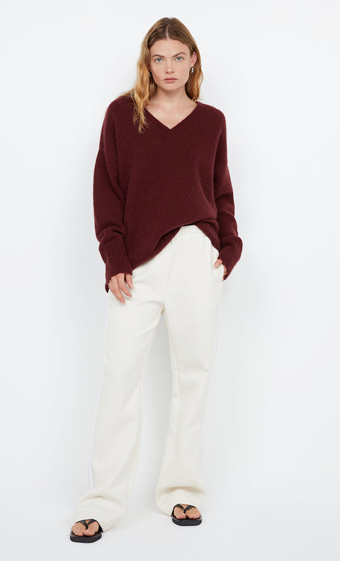 Campbell V Neck Jumper in Plum by Bec + Bridge