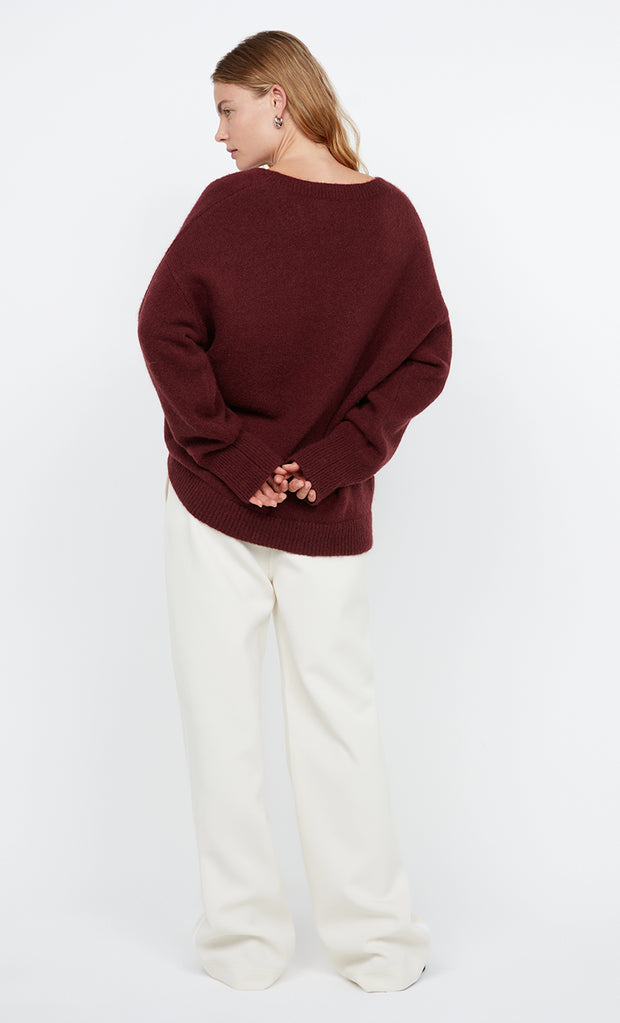 Campbell V Neck Jumper in Plum by Bec + Bridge