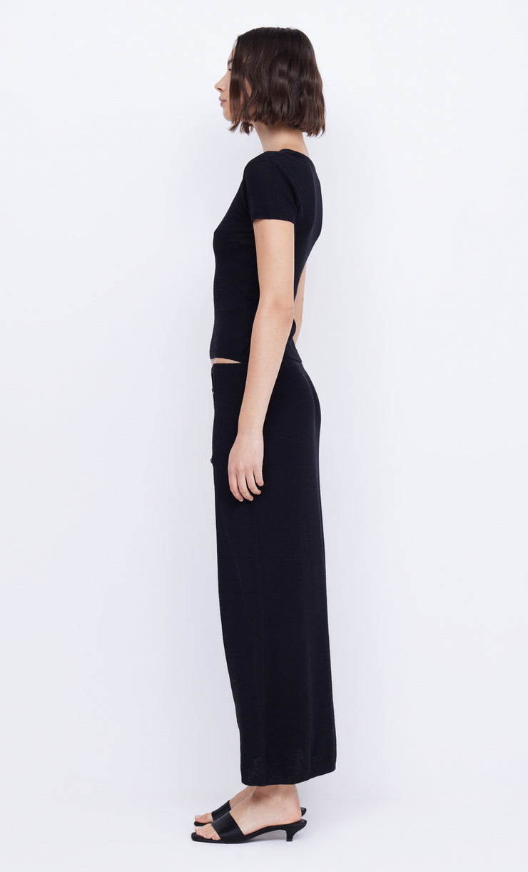 CASPIAN KNIT MAXI SKIRT - BLACK