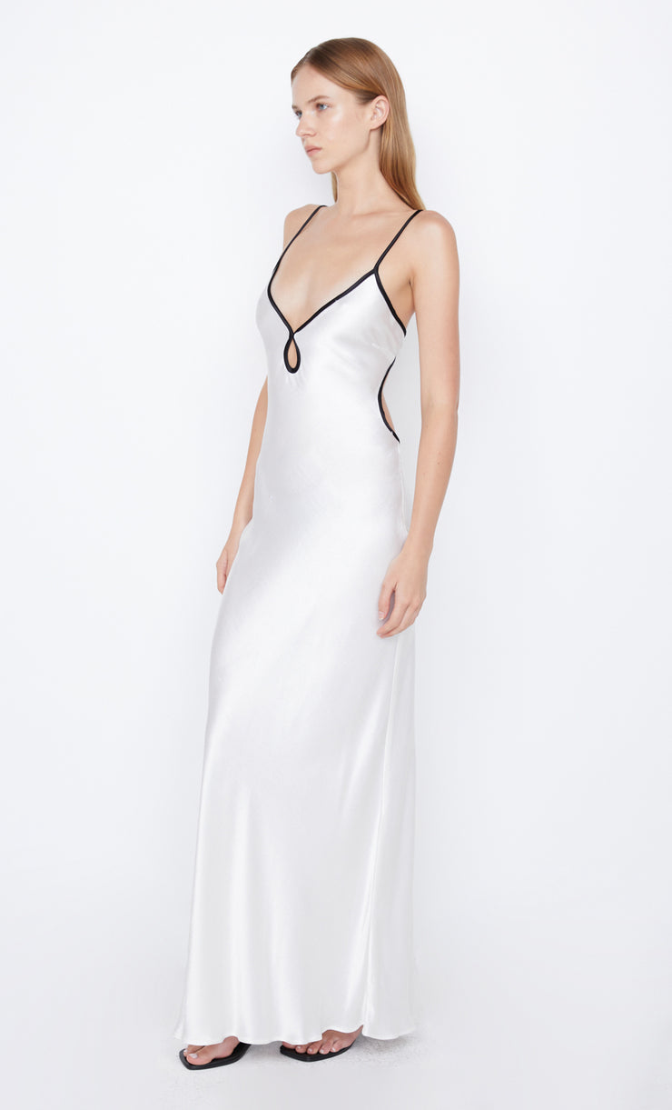 Cedar City Maxi Dress Cut Out Back in Ivory and Black by Bec + Bridge