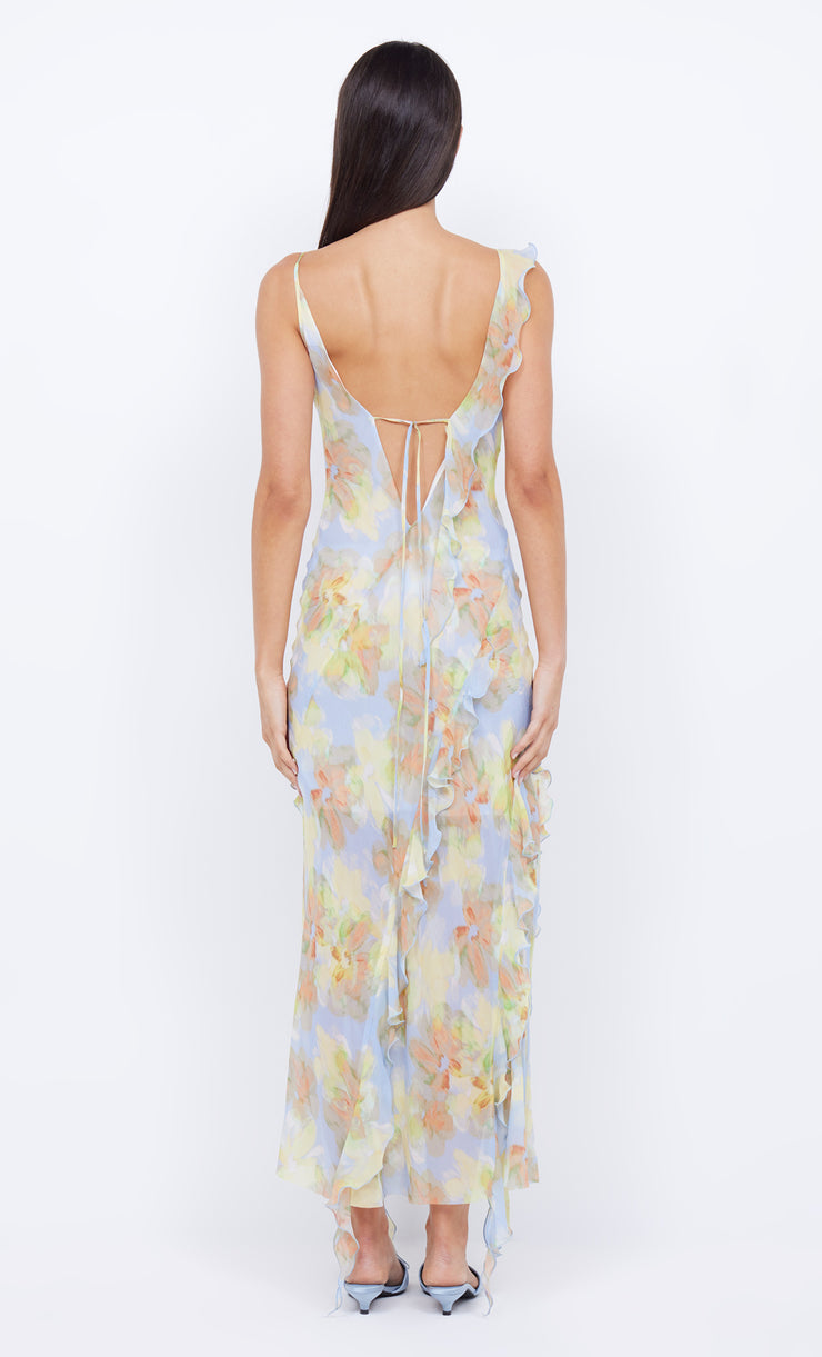 COURTNEY FRILL MAXI DRESS - BLUE BLOSSOM