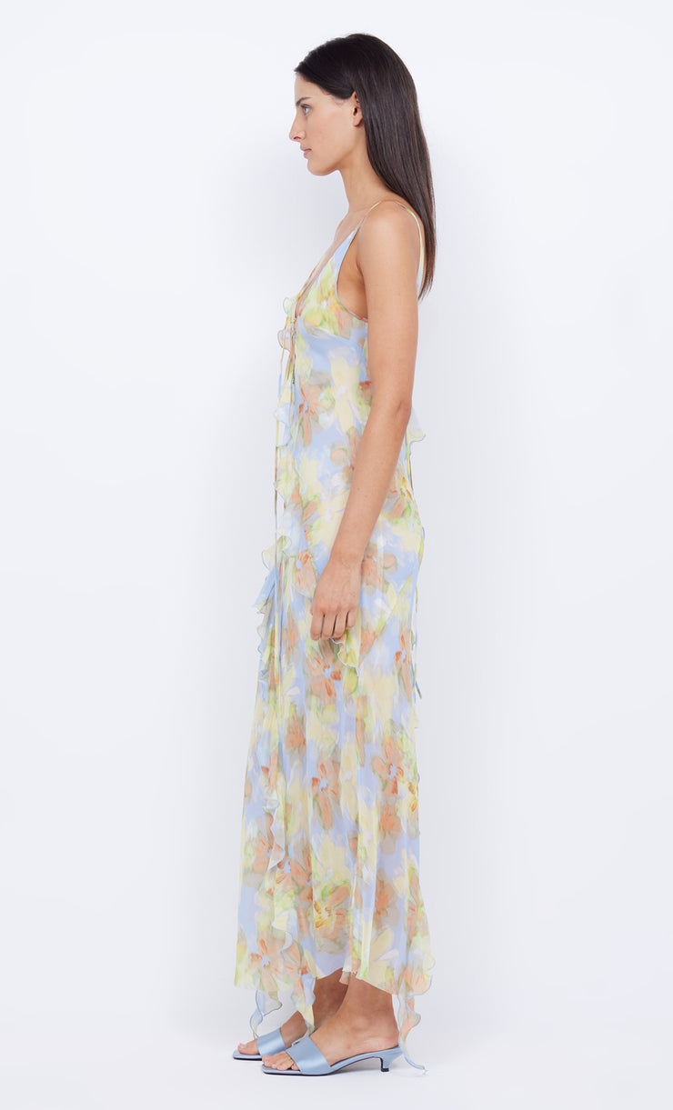 COURTNEY FRILL MAXI DRESS - BLUE BLOSSOM