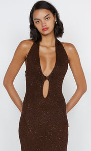 DELFINA SEQUIN MIDI DRESS - CHOCOLATEOLATE
