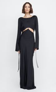 DIAMOND DAYS LONG SLEEVE MAXI DRESS - BLACK