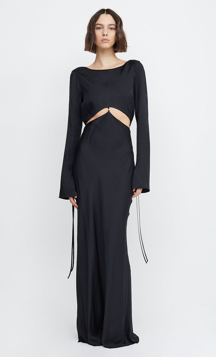 DIAMOND DAYS LONG SLEEVE MAXI DRESS - BLACK